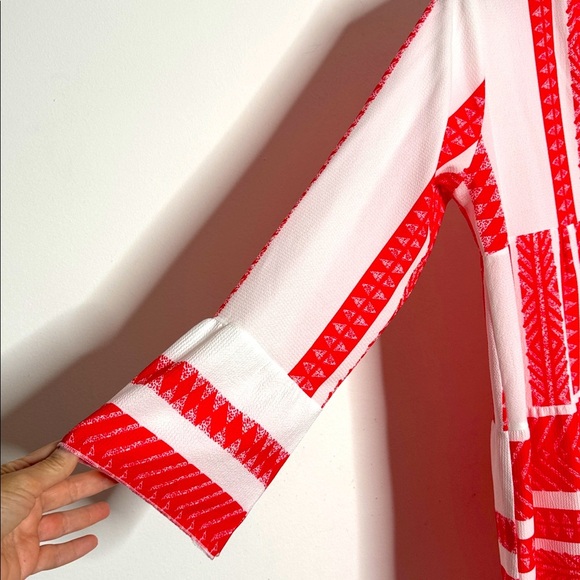 Silk And Salt Dress Aztec Print Boho Red White Midi Length Oversized Easy Fit - Picture 8 of 16